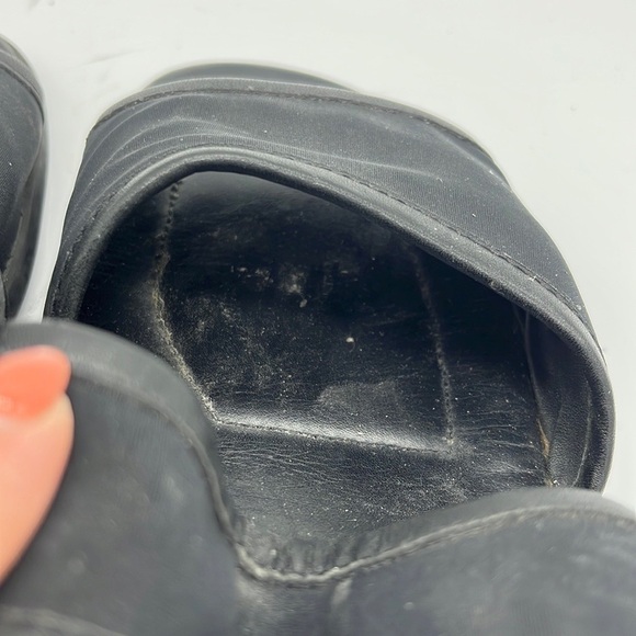 ECCO Black Strappy Leather Canvas Block Heel Open Toed Sandals Size 7 - Picture 7 of 14